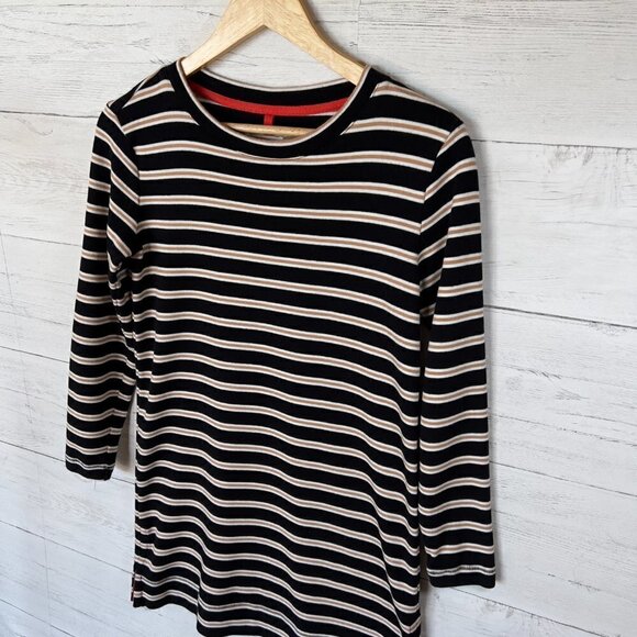 Lou & Grey Dress Womens Size XS Black, Brown and White Cotton Striped Shift Cozy - Picture 6 of 13